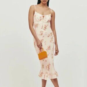 Reformation Maleah Slip Dress in Perfume White Floral Size S